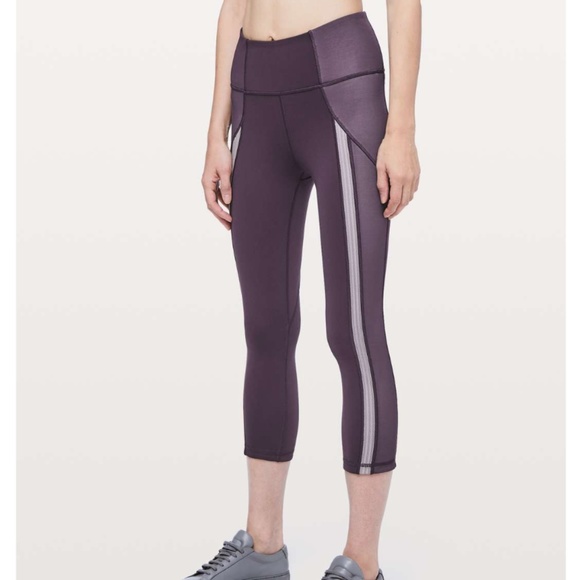 lululemon athletica Pants - Lululemon Power Lines Crop *21" Purple / Silver